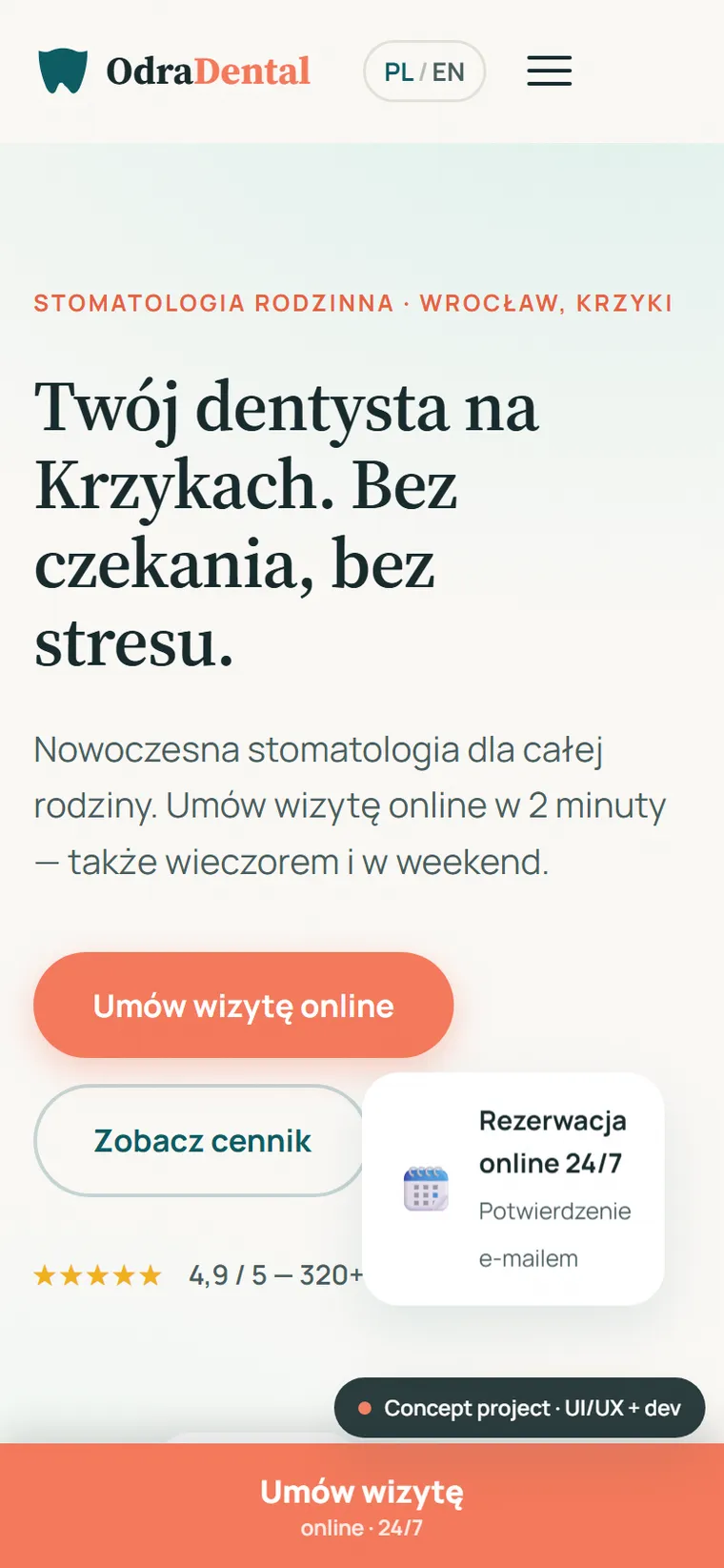 Odra Dental — mobile